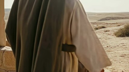 Jesus Christ's meeting with the Samaritan woman at the well. Video of the gospel event, biblical times. For Christian publications
