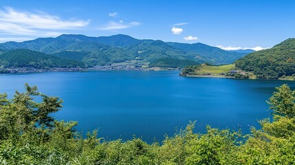 lake and mountains in the summer