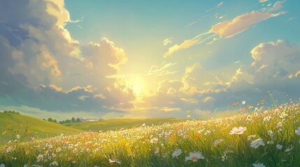 field of grass and sun
