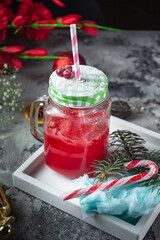 Delicious drinks with berries and syrup