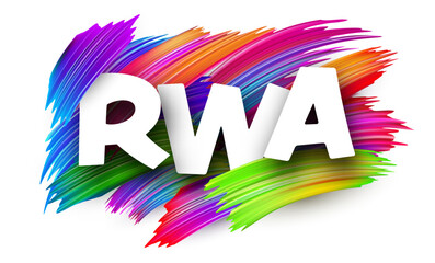 Bold RWA text on vibrant paint strokes background. Refers to Real World Assets in crypto and DeFi.