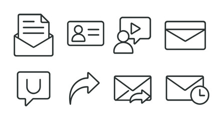 Email communication and messaging icons for digital design projects
