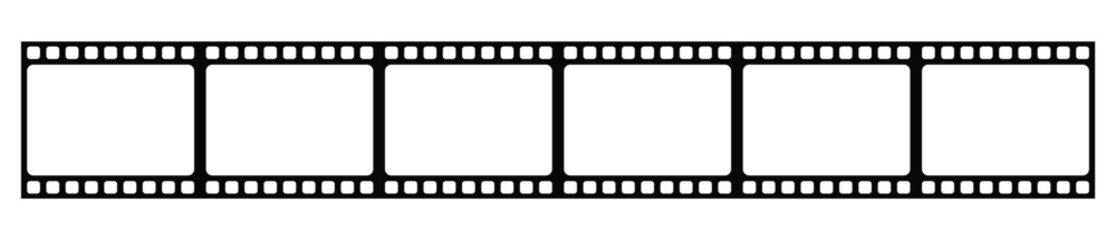 Long vector Film strip icon isolated on a transparent background. Pattern of photo film strip frame, Video Film strip roll, Vector illustration
