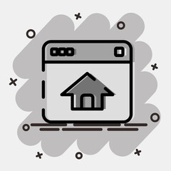 Icon homepage. Internet network elements. Icon in comic style.