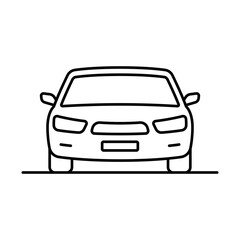 Car icon. Black outline linear silhouette. Editable strokes. Front view. Vector simple flat graphic illustration. Isolated object on white background. Isolate.