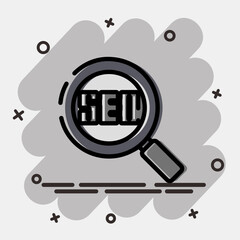 Icon seo. Internet network elements. Icon in comic style.