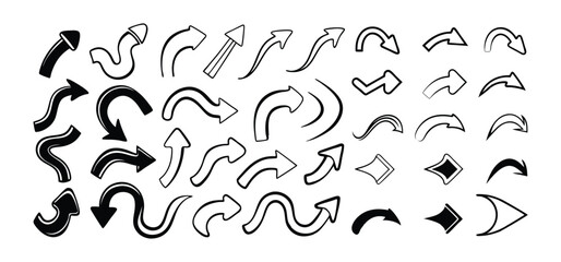 Vector illustration of a seamless hand-drawn curved arrow pattern with colorful letter design elements