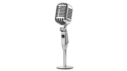 Classic Retro Microphone on Stand for Podcast Broadcasting Studio Music