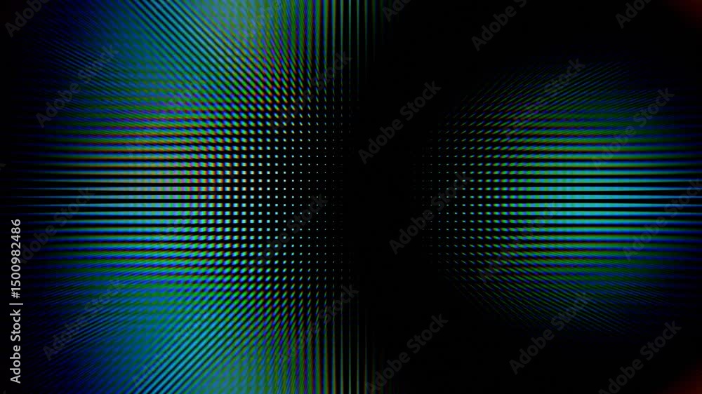 Poster digital halftone grid warp with soft vignette.