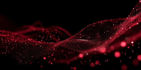 Vibrant Red Digital Wave on Dark Technology Background