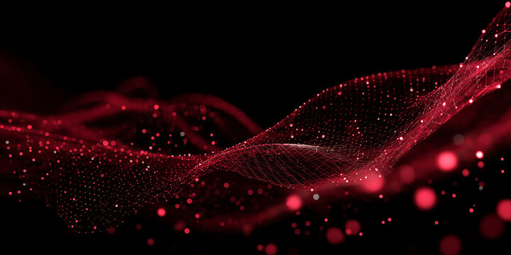 Vibrant Red Digital Wave on Dark Technology Background