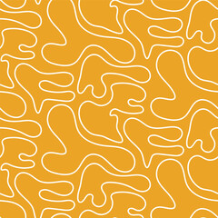 white lines on yellow background, vector hand drawn seamless pattern design