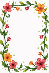 Fototapeta premium Spring Background floral frame with flowers Cute Natural spring landscape. Generative ai