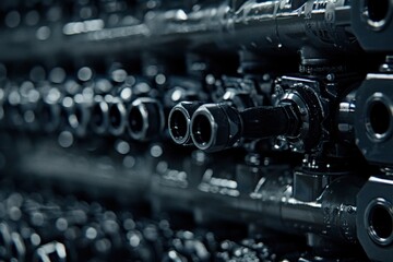 Obraz premium Complejidad Mecánica: Conectores y Engranajes