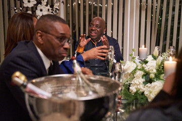 Group of friends celebrating wedding anniversary