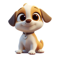 Naklejka premium Cartoon 3D cute puppy, isolated PNG, pet style