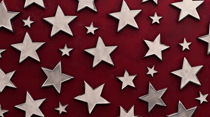 Obraz premium Seamless pattern with evenly spaced five-pointed stars, ideal for textiles, digital backgrounds, and clean decorative surface design.