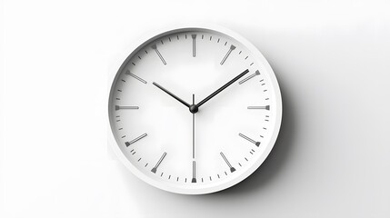 Modern round wall clock with minimalist white face and black hour, minute, and second hands displaying time accurately in a contemporary interior setting