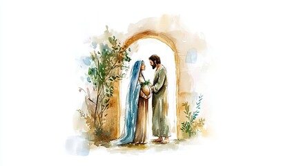Couple embracing in a tranquil garden setting