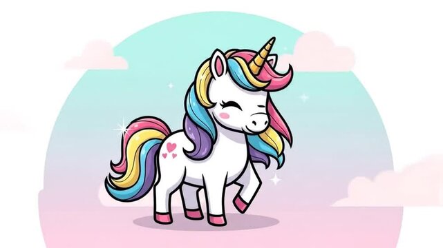 Cute cartoon unicorn illustration