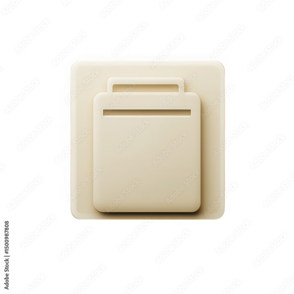 Poster beige 3d square button icon isolated on transparent background