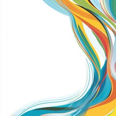 Abstract Background with Flowing Colorful Strokes from the Right and Expansive White Space
