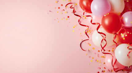 Pink party balloons. Elegant, celebratory, and perfect for invitations, party banners, or New Year and anniversary theme 