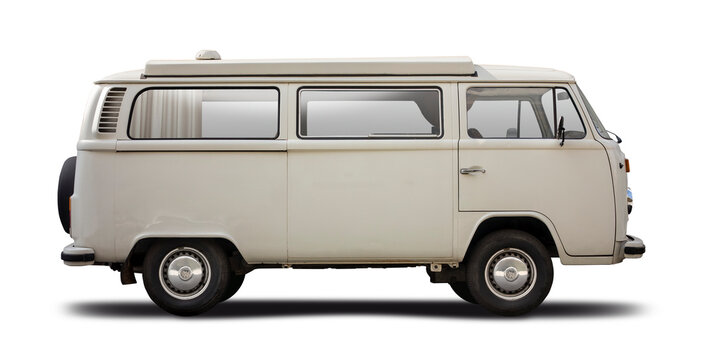VW Transporter T2 classic van, side view isolated on transparent background. PNG