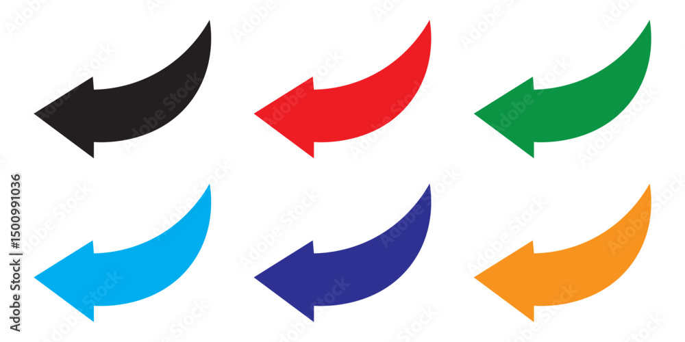 Aufkleber curved arrow icon vector set. collection of colorful left direction arrows symbol design. bold arrow