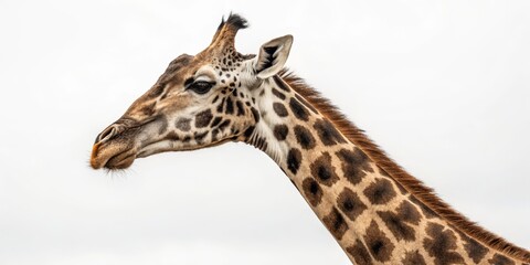 Naklejka premium Giraffe Profile, Close-up Neck, Spots, Wildlife Photography, African Animal Giraffe, Wildlife