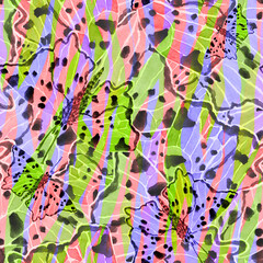 Colorful trendy butterfly wings watercolor seamless pattern