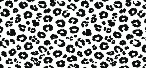 Black and white leopard skin fur texture or leopard print pattern vector background © VYCstore
