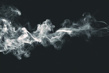 Fototapeta premium Minimalist white smoke plumes rise elegantly on a dark charcoal background, creating a high-resolution texture with a Zen aesthetic. Abstract natural elements create a tranquil, meditative atmosphere.