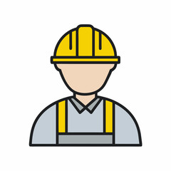 Construction Worker Icon Vector for Labor Services.