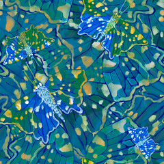  Blue Butterfly seamless watercolor print