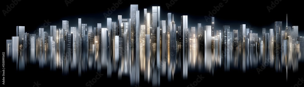 Poster an abstract metropolis in a dreamlike void, floating pathways illuminated by shifting light spectrum