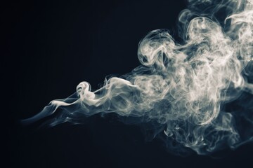 Fototapeta premium Minimalist white smoke plumes rise elegantly on a dark charcoal background, creating a high-resolution texture with a Zen aesthetic. Abstract natural elements create a tranquil, meditative atmosphere.