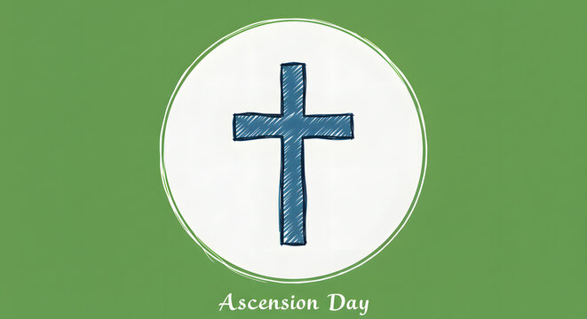 Ascension Day cross on green background - Powered by Adobe