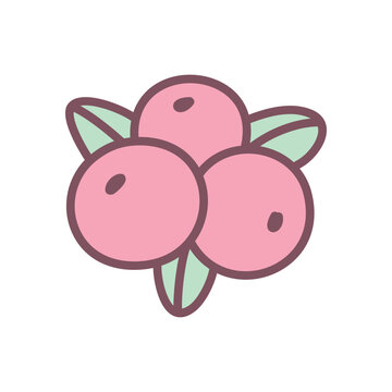 pink berries with green leaves clip art preview
