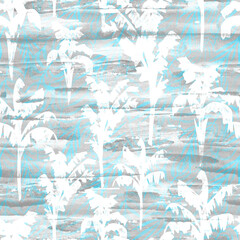 Wahed effect tropical trees seamless watercolor pattern