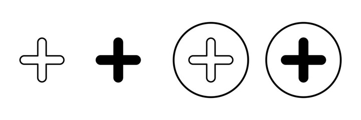 Plus icon vector. Add plus sign and symbol