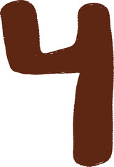 Hand-Drawn Brown Number 4 Symbol 