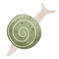 水彩で描いた絵本タッチなカタツムリのイラスト