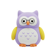 Purple owl plush toy with glasses