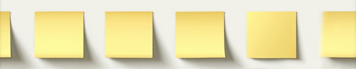 Five Blank Yellow Sticky Notes on White Background