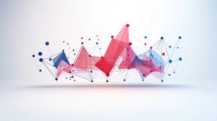 Abstract network data visualization, connecting points, white background, presentation graphic