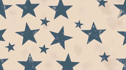 Obraz premium Seamless pattern with evenly spaced five-pointed stars, ideal for textiles, digital backgrounds, and clean decorative surface design.