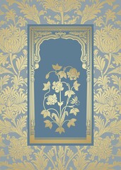 wedding card design, paisley floral pattern , India	