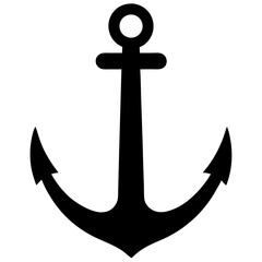 Simple Black Anchor Icon Nautical Maritime Symbol Graphic