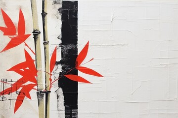 Abstract bamboo ripped paper art plant leaf.
